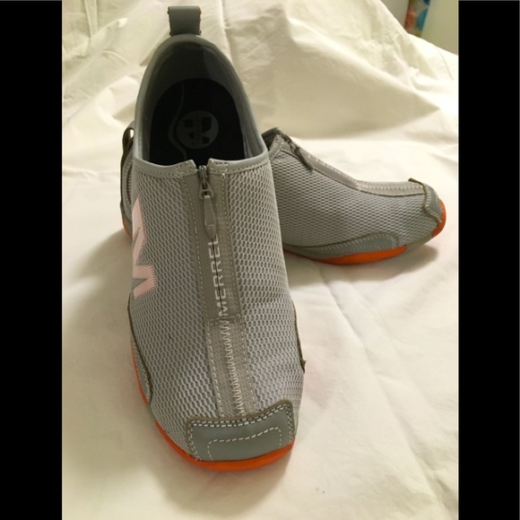 Merrell Womens US 9.5 / 10 UK 7.5 Tamba Breeze Grey Orange Mesh Zip Sneaker Shoe - Picture 4 of 8